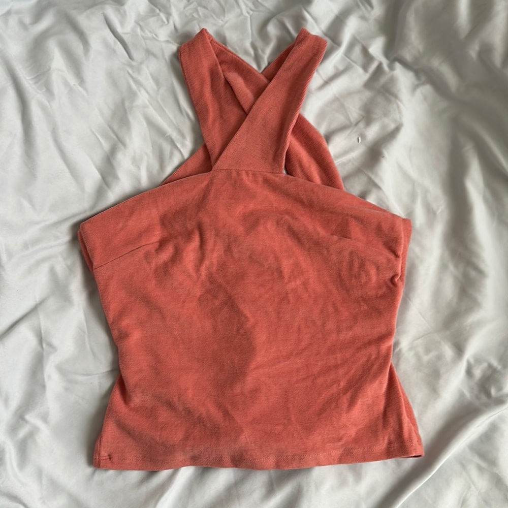 Open back summer pink crop top